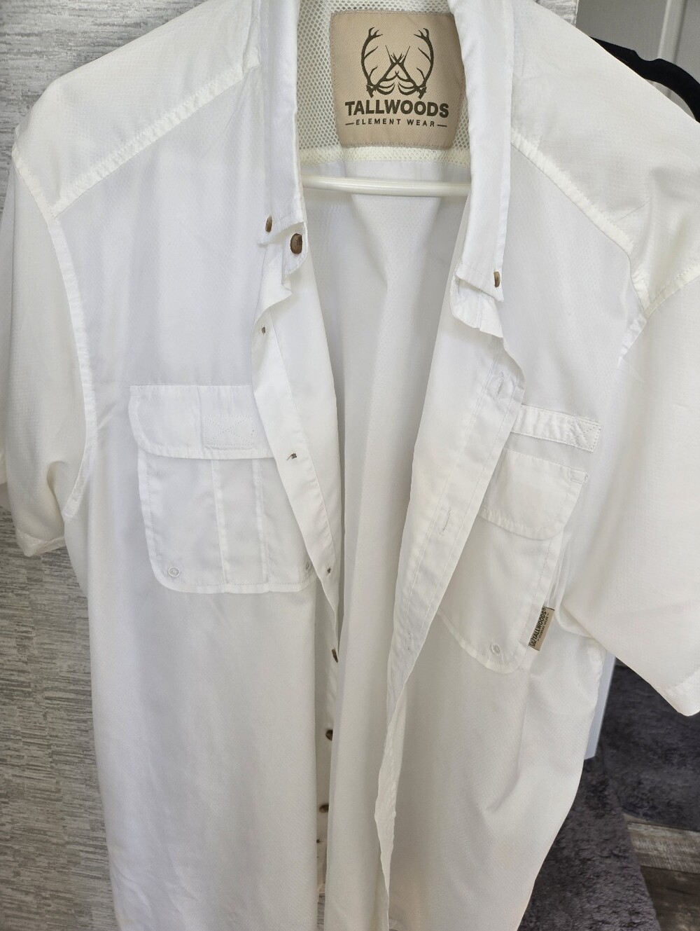 Mens Tallwoods White Short-Sleeve Button Shirt